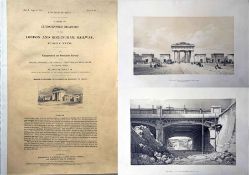 Original 1838 FOLDER (14" x 20") with LITHOGRAPHED DRAWINGS (Part 1) by John C Bourne of the