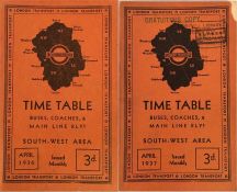 London Transport AREA TIMETABLE BOOKLETS of Buses, Coaches & Main Line Rlys for South-West Area