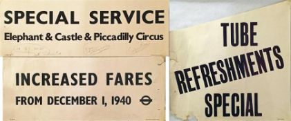 London Transport VEHICLE POSTERS comprising a 1938 Special Service poster for buses operated