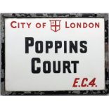 A City of London STREET SIGN from Poppins Court, EC4, a small thoroughfare off Fleet St in London'