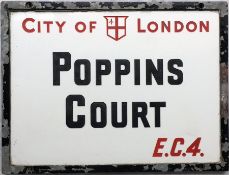 A City of London STREET SIGN from Poppins Court, EC4, a small thoroughfare off Fleet St in London'