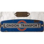 London Transport RTL-type bus BRASS CHASSIS TAG (dumb-iron plate) from RTL 23 plus an enamel RTL-