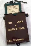 LCC Tramways METAL CONTAINER 'Bye Laws & Board of Trade' containing a 1929 issue of the BOOKLET '