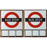 1940s/50s London Transport BUS STOP FLAG (compulsory version) of the flat, framed style (2 enamel