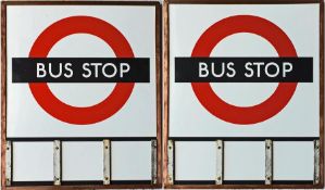 1940s/50s London Transport BUS STOP FLAG (compulsory version) of the flat, framed style (2 enamel