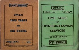 East Surrey Traction Co Ltd TIMETABLE BOOKLET for Summer Service 1930 (16/4/30) & London General