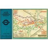 London Underground linen-card POCKET MAP from the Stingemore-designed series of 1925-32. This is a