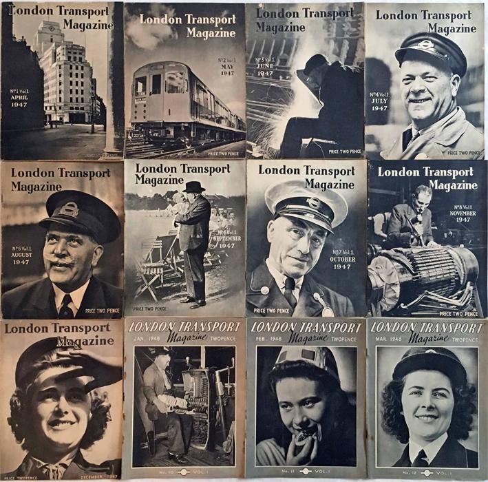 Complete FIRST VOLUME of the London Transport Magazine, issues 1-12 from April 1947 to March 1948.