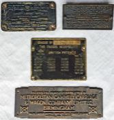 Selection of trolleybus BRASS PLATES comprising The Rheostatic Co Ltd, 'rating Trolley Bus', AEC