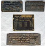 Selection of trolleybus BRASS PLATES comprising The Rheostatic Co Ltd, 'rating Trolley Bus', AEC