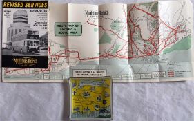 c1950s Maidstone & District Motor Services glass ASHTRAY, featuring an inlaid illustrated map of M&D