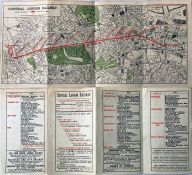 c1902 Central London Railway fold-out POCKET MAP produced to promote its service from Bank to