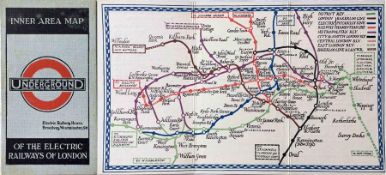 1921 London Underground 'Inner Area MAP of the Electric Railways of London', a pocket-sized linen-