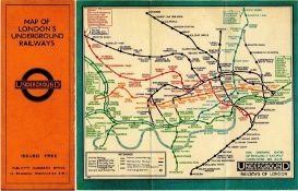 London Underground linen-card POCKET MAP from the Stingemore-designed series of 1925-32. This is the