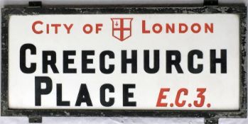 A City of London STREET SIGN from Creechurch Place, EC3, a small thoroughfare off Leadenhall St in