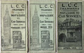 Selection of LCC Tramways pocket MAPS & GUIDES TO CAR SERVICES from the first series and