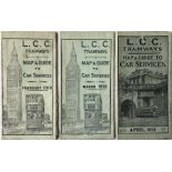 Selection of LCC Tramways pocket MAPS & GUIDES TO CAR SERVICES from the first series and