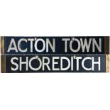 London Underground Q/CO/CP Stock enamel DESTINATION PLATE for Acton Town/Shoreditch on the