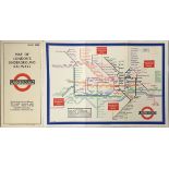 1933 first edition of the H C Beck London Underground DIAGRAMMATIC CARD MAP with the now famous