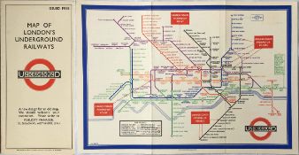 1933 first edition of the H C Beck London Underground DIAGRAMMATIC CARD MAP with the now famous