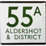 London Transport bus stop enamel E-PLATE for Aldershot & District route 55A, finished in the green