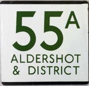 London Transport bus stop enamel E-PLATE for Aldershot & District route 55A, finished in the green