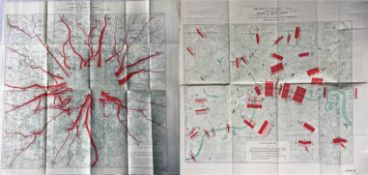 Pair of 1911 London Traffic Census large-scale MAPS, the first showing "volume of Traffic at various