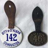 Pre-1935 bus driver's/conductor's LICENCE BADGES comprising City of St Alban, Conductor no 142,