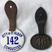 Pre-1935 bus driver's/conductor's LICENCE BADGES comprising City of St Alban, Conductor no 142,