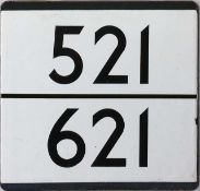 London Transport bus stop enamel E-PLATE for trolleybus routes 521/621 which ran from North Finchley