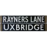 London Underground Standard (1920s) Tube Stock enamel DESTINATION PLATE for Rayners Lane/Uxbridge on