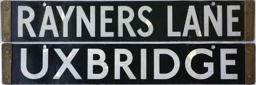 London Underground Standard (1920s) Tube Stock enamel DESTINATION PLATE for Rayners Lane/Uxbridge on