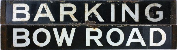 London Underground enamel DESTINATION PLATE for Barking/Bow Road on the Hammersmith & City Line.