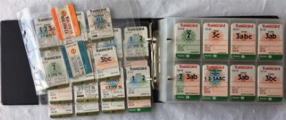 An album containing a large quantity of London Transport 1980s TRAVELCARD TICKETS, loose-mounted