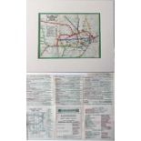 1911 London Underground POCKET MAP loose-mounted in a thick-card frame for display (taped in