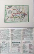 1911 London Underground POCKET MAP loose-mounted in a thick-card frame for display (taped in