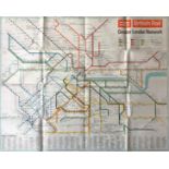 1965 British Rail quad-royal POSTER MAP of the Greater London Network. A most attractive map