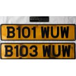 Pair of REGISTRATION PLATES (rear) from London Transport 1984 Dennis Dominators H1 & H3 plus a