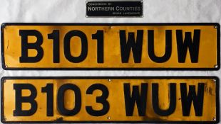 Pair of REGISTRATION PLATES (rear) from London Transport 1984 Dennis Dominators H1 & H3 plus a