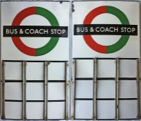 London Transport enamel BUS & COACH STOP FLAG (compulsory). A 1950s/60s 'bullseye'-style, E9-size,