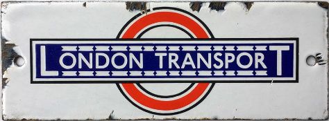 London Transport 1930s enamel bus stop timetable panel HEADER PLATE. This is the pre-WW2 design