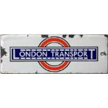 London Transport 1930s enamel bus stop timetable panel HEADER PLATE. This is the pre-WW2 design