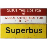 Pair of London Transport bus stop enamel Q/G-PLATES comprising 'Queue this side/other side' for