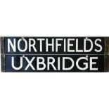 London Underground Standard (1920s) Tube Stock enamel DESTINATION PLATE for Northfields/Uxbridge