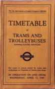 London Transport Officials' TIMETABLE BOOKLET of Trams and Trolleybuses on and from Wednesday, April