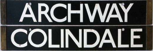 London Underground Standard/1938 Tube Stock enamel DESTINATION PLATE for Archway/Colindale on the