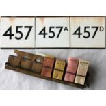 Small selection of London Transport bus stop enamel E-PLATES for routes 457, 457A & 457D (all a