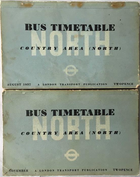 1937 London Transport BUS TIMETABLE BOOKLETS for Country Area (North), comprising the August and