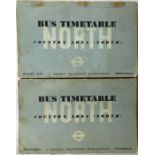 1937 London Transport BUS TIMETABLE BOOKLETS for Country Area (North), comprising the August and