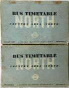 1937 London Transport BUS TIMETABLE BOOKLETS for Country Area (North), comprising the August and